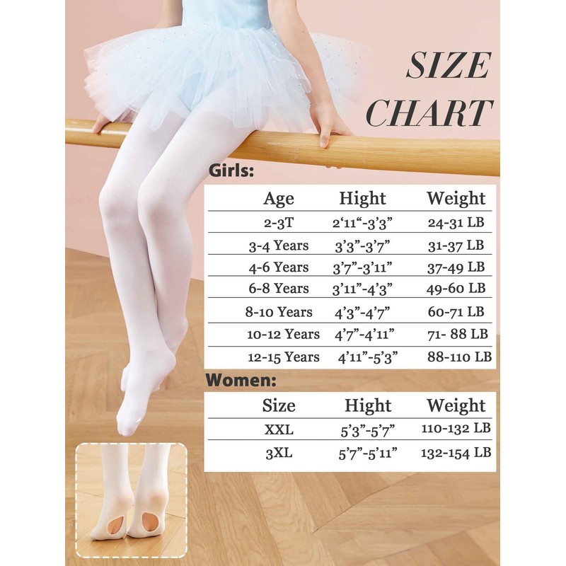 Daydance Black Toddler Girls Transition Tights Ultra Soft Ballet Convertible