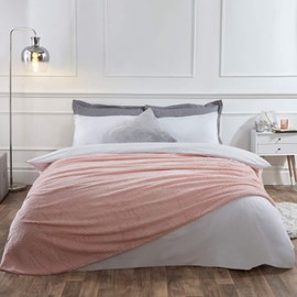 Dreamscene Luxury Waffle Honeycomb Warm Throw Over Sofa Bed Soft Blanket Blush Pink, Single - 125 x 150cm