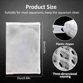 SGERUFZ Reusable High Flow Net Filter Bags for Aquariums with Zipper, Suitable for Activated Carbon and Bio Balls, Pack of 10