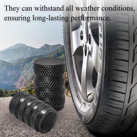 Tyre Valve Caps, 8 Pack Dust Caps For Car Tyres Black Car Tyre Valve Cap for Cars Trucks Motorcycles And Bikesv (Black Tyre Valve Caps, 8)