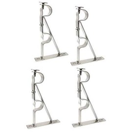 TEJATAN Double Curtain Rod Brackets (Silver, Set of 4 (2 Pair))
