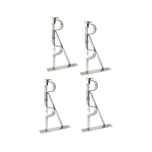 TEJATAN Double Curtain Rod Brackets (Silver, Set of 4 (2