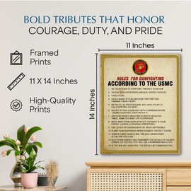 Rules For Gun Fighting - USMC Wall Decor Print, Patriotic Military Wall Art, Veterans Office Decor, Home & Classroom Decor (Unframed, 11 x 14 inches)