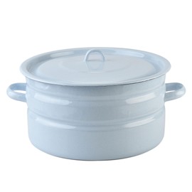 Granite Light Blue Enamel Pot 14.7 Qt (14 L) Stockpot with Lid, Enamelware Pot, Enameled Steel Stock Pot with Lid, Casserole, Cooking Pot, Induction Safe, Dishwasher Safe