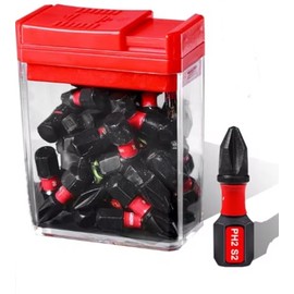 Premium Box of 30 Phillips PH2 Impact Rated 25mm Screwdriver Bit Set with Storage Container, PH2 S2 Bits