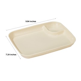 Engjajo 4Pcs Chips and Dip Serving Platter Set Dumpling Plate with Dipping Saucer Divided Party Trays 9.84'' x 7.24''