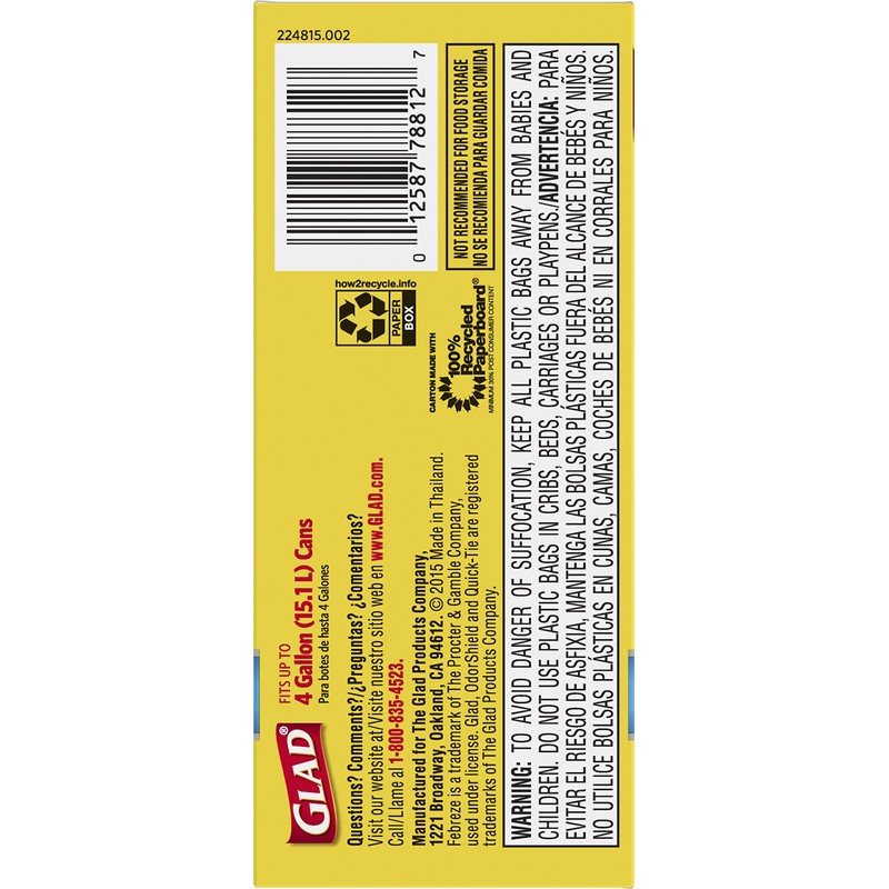 Glad Small Trash Bags 4 Gallon, Febreze Fresh Clean Garbage