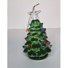 Vintage Lighted Retro Ceramic Christmas Tree Multicolor Battery Operated