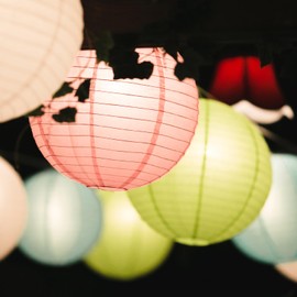 LIHAO Lantern Light, Tanabata Decoration, 10 Colors, 7.9 inches (20 cm), Paper Lanterns, LED Lanterns, Round Shape, Plain, Summer Festivals, Festivals, Events, Party Decoration, Lanterns, Colorful