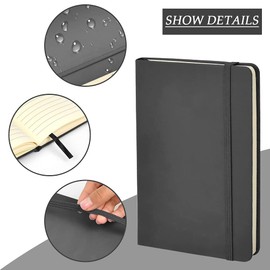BEEK QS3I A5, 3 PCS Journal, Lined Notebook, Hardcover Notepad for Office, 160 Pages Book with Elastic Strap, Diary Pad for Business Writing, Note Recording-Balck, Acrylic, Black