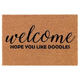 Coir Doormat Front Door Mat New Home Closing Housewarming Gift Welcome Hope You Like Doodles (30" x 18" Standard)