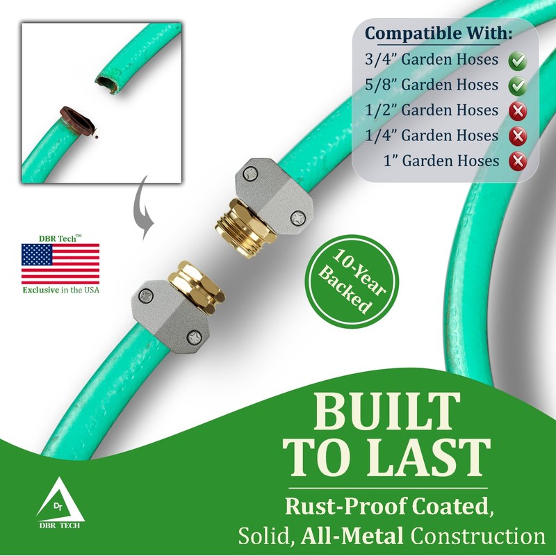 DBR Tech® Garden Hose Repair Kit, Fits 3/4 and 5/8