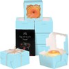 qiqee Light Blue Bakery Boxes with Window 55pcs 4x4x2.5 Mini