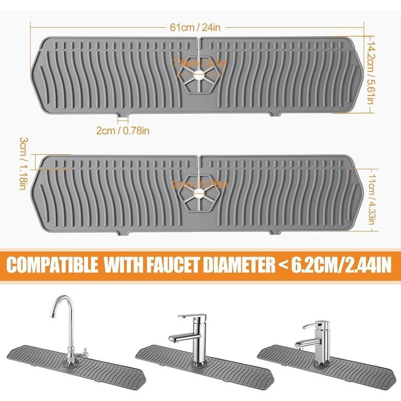Kitchen Sink Splash Guard, 24in Faucet Mat Splash Catcher, Handle