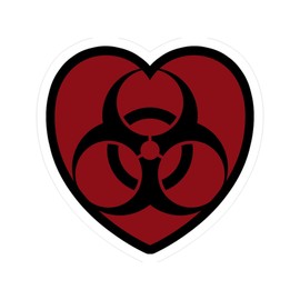CafePress Biohazard HeartRd4 Small Die Cut Sticker, 3"x4" Matte Finish