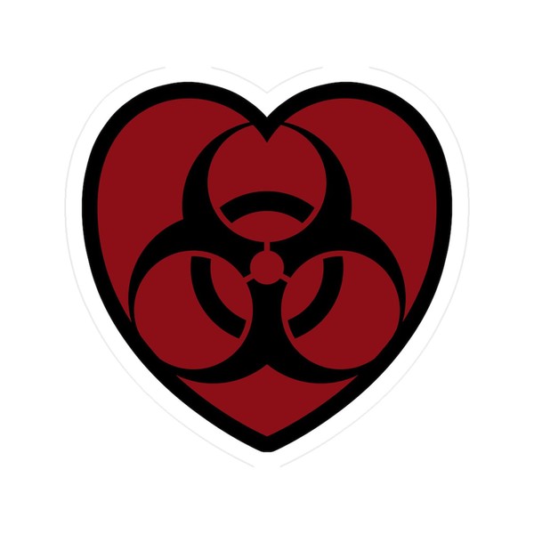 CafePress Biohazard HeartRd4 Small Die Cut Sticker, 3"x4" Matte Finish