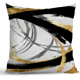 Abstract Modern Black and Gold Pillow Covers 18x18 for Couch Sofa Living Room Bedroom, Black and Gold Decor