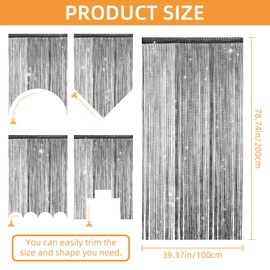 LITLANDSTAR 4 Pack String Door Curtains, 100 x 200cm String Curtain Panel Glitter String Doorways Divider Door Screens for Living Room Bedroom Party Decorations, Black