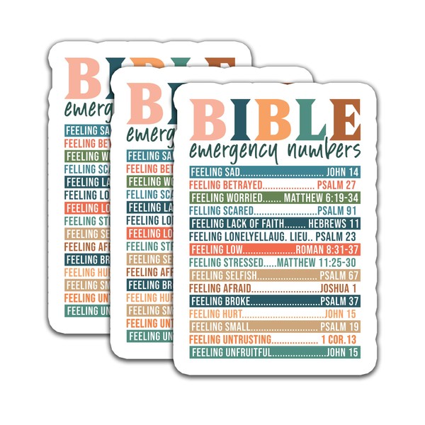 (3PCS) Bible Emergency Numbers Sticker Christian Religious Stickers Decals for