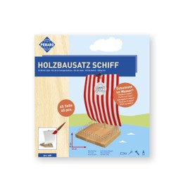 Pebaro 468 Wooden Construction Set Ship: Wooden Board, Nails, Round Bar, Paper Sail, Emery Paper, Instructions, Crafts with Wood, Gift Idea for Children and Hobby Craftsmen, Ship Floats on Water