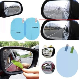 Mica Antilluvia Antiniebla para Ventana y Retrovisor Fácil Aplicación, Transparente, A Prueba de Lluvia, 2 Mica para Espejos Laterales, Incluye Micas Oval y 2 Micas Cuadradas