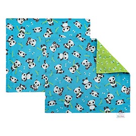 Funkins Reusable Cloth Placemats for Kids & Lunch Boxes | Reusable, Machine Washable, Eco-Friendly | 15"x13", 2-ply, Thick, Absorbent, Durable | Set of 2 Placemats (Pandas)