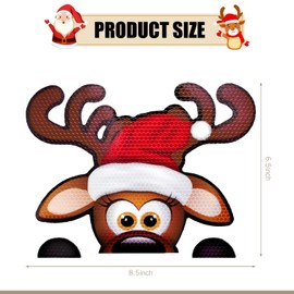 dawfall 1 PC Reflective Reindeer Face Car Decorations, Christmas Car Refrigerator Decorations, Funny Christmas Car Decorations Accessories, Car Exterior Decal for Most Cars (Red)