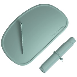 Cuddle Campus Silicone Placemat with Raised Edges for Kids,Toddlers,Babies, Non-Slip Table Setting Placemat for Dining,Come with String for Storage, (Tourmaline)