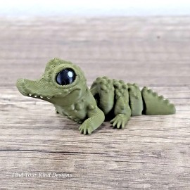 3D printed Crocodile Hatchling flexi fidget articulated toy 2.5" Safari Animal