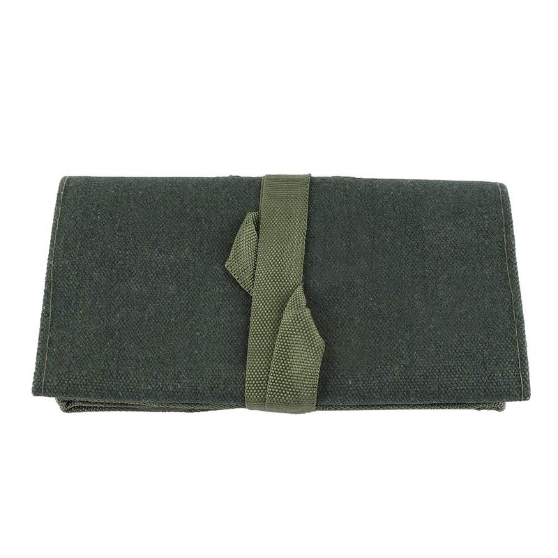 Portable Green Canvas Tool Roll Bag with 10 Pockets for
