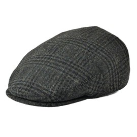 FEINION Men's Wool Tweed Newsboy Ivy Cap Gatsby Golf Flat Hat (Plaid Green, 7 1/2)