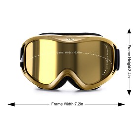 JULI Ski Goggle/Snow Snowboard Goggles for Men, Women & Youth - 100% UV Protection Anti-Fog Dual Lens（Gold+20.5% VLT Gold Mirrored）