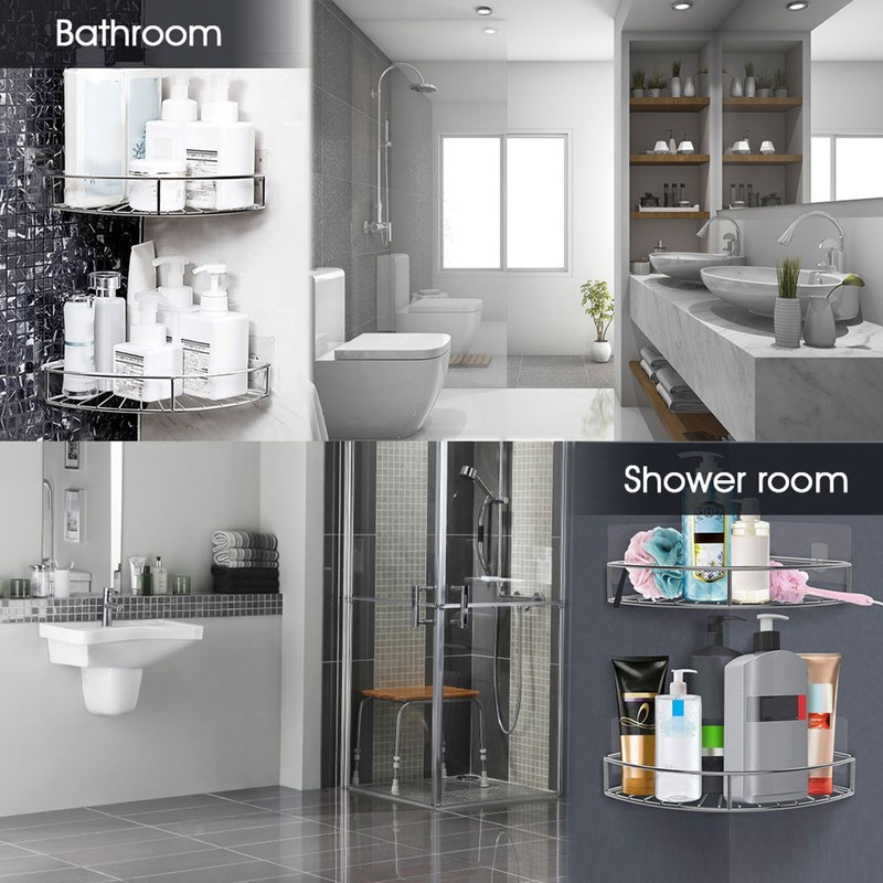 Stainless Steel Bathroom Corner Shelf Shower Shampoo Soap Storage Organizer