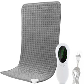 Caliente Electrica，Calentamiento Rápida Heating Pad ,10 Ajustes de Temperatura Almohadilla con Temporizador ，Apagado Automático, Plegable y Lavable a Máquina,Cojin Electrico Caliente para Aliviar Dolores de Rodilla, Espalda, Piernas(30 x 60 CM/Gris)