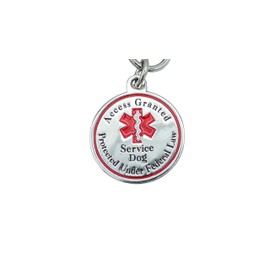 Service Dog Tag 2 Pack Double Sided Red Medical Alert Symbol Medal for Small Dogs Use for Collars Harness Vest Easy to Switch Pet ID