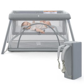 Sporary Portable Travel Crib with Mattress – Lightweight Foldable Playpen for Babies & T