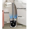 Viosuniu Ceramic Toilet Brush & Holder Set, Stainless Steel Handle,