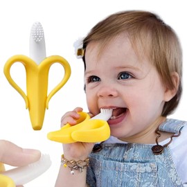 Cepillo y Mordedera en Forma de Plátano para Bebés, Cuidado Dental Divertido y Seguro, Juguetes, Chupones para Bebe de 0 a 3 Meses, Cosas para Bebes, Mordedera, Productos para Bebe, Amarillo, Cuidado Dental