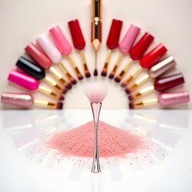 Rose Gold Nail Dust Brush Acrylic Cleaner Nail Brushes for Cleaning Dust Dip Powder Brush Large Makeup Nail Clean Up Manicure Brush Nail Art Tools for Women Birthday Gifts