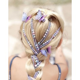 YunZh Faux Pearl Beads Braiding Clips DIY Accessories Fashion Hair Band Chain for Women Girls (purple)