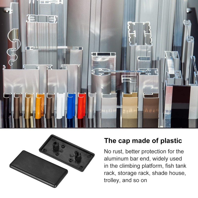 Rebower Single Hole Rectangle Aluminum Extrusion End Cap [for Aluminum