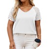 VISLILY Plus Size White Top Oversized V Neck Casual Raglan