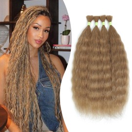 Morichy Super Wave Bulk Human Hair for Braiding Boho Braids 4 Bundles 100g 18inch Human for Boho Braids knoteless 12A 100% real Human Braiding hair for Box/Locs/Twist boho styles (27#)