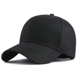 Yizhichu19900502 XXL 62-65cm Oversize Plain Baseball-Cap Structured Twill Hat for Big/Large Head (Black)