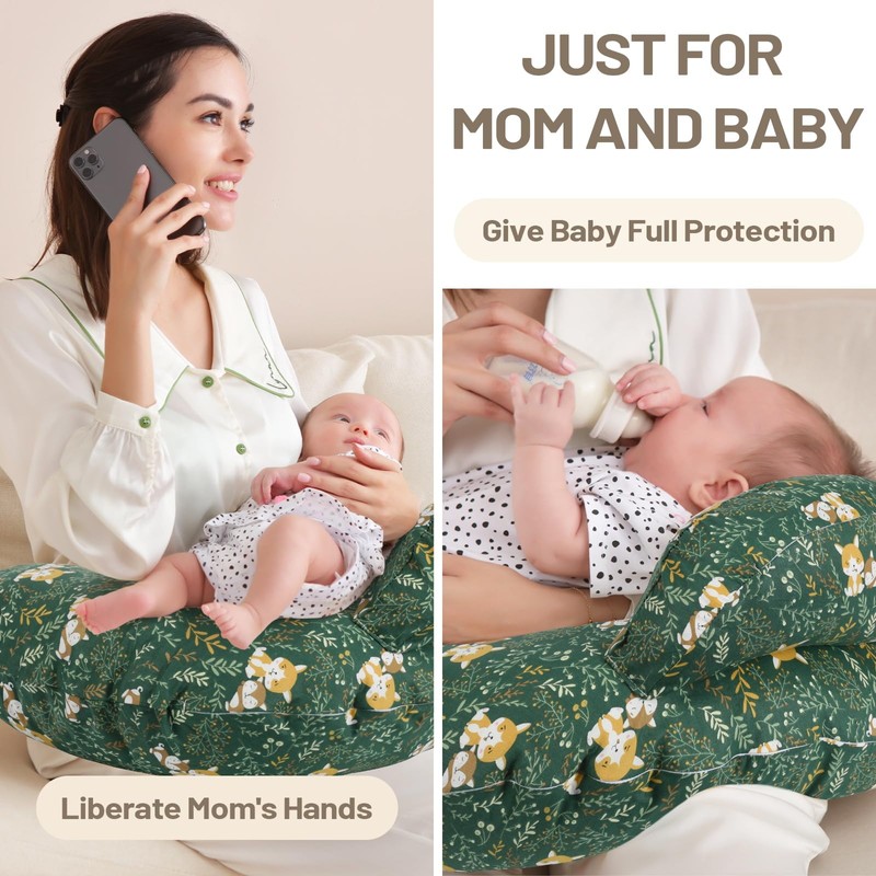 Nursing Pillow for Breastfeeding, Animal Patterns Removable Cotton Cover, Support
