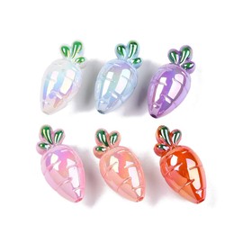 DanLingJewelry 30Pcs AB Colour Acrylic Opaque Easter Carrot Beads Colourful Vegetable Food Rustic Farm Beads for DIY Jewellery Crafts Garland Easter Party Supplies