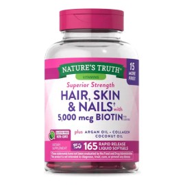 Nature's Truth Suplemento De Biotina Para Cabello, 165 Cáp Sin Sabor