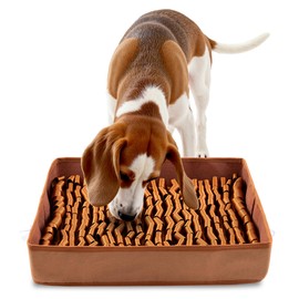 FunFurry Snuffle Mat for Dogs, Dog Puzzle Mat, Interactive Dog Toys for Enrichment,Sniff Mats with Non-Slip Backing,Suitable for Breeds and Sizes of Dogs (Brown, 17" X 15")