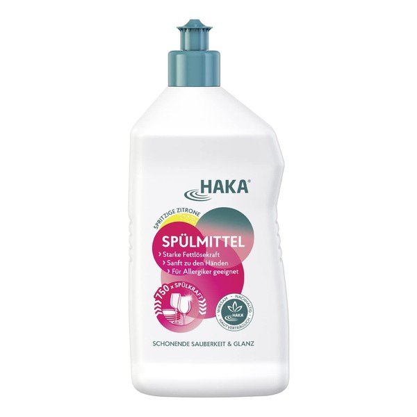 HAKA Washing Up Liquid Spicy Lemon, 750 Applications, Powerful, Suitable for Allergy Sufferers, 750 ml