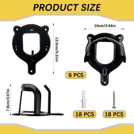 6 Counts Horse Bridle Rack Bridle Bracket Bridle Hooks Horse Tack Storage Halter Hanger Metal Bridle Holder with Tubes and Screw for Horse Barn Supplies, Black